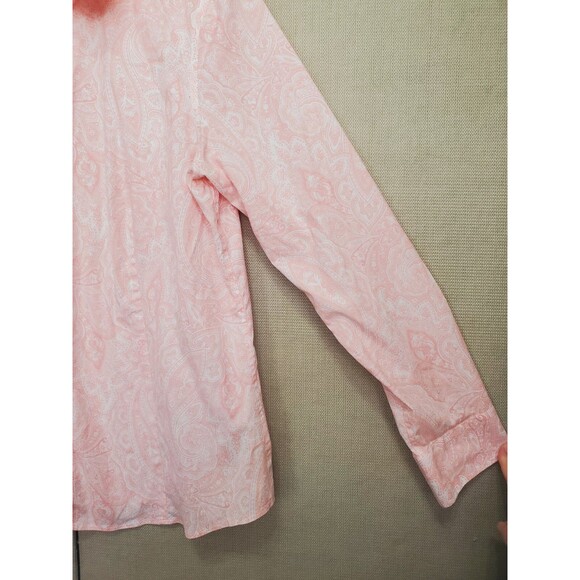 Talbots Non-Iron Cotton Blend Pink Paisley Long Sleeve Button-Up Shirt Size 14 - Picture 2 of 5